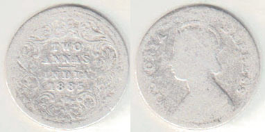 1885 India silver 2 Anna A001309